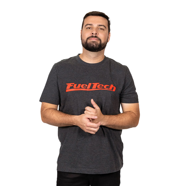 Camiseta Cinza Mescla FT Vermelho - FuelTech Brasil