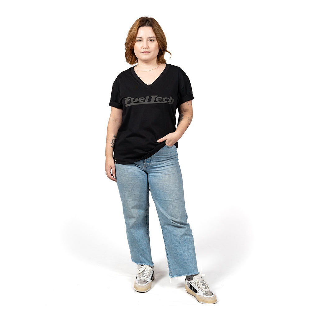 Camiseta Baby Look Preta Carbono