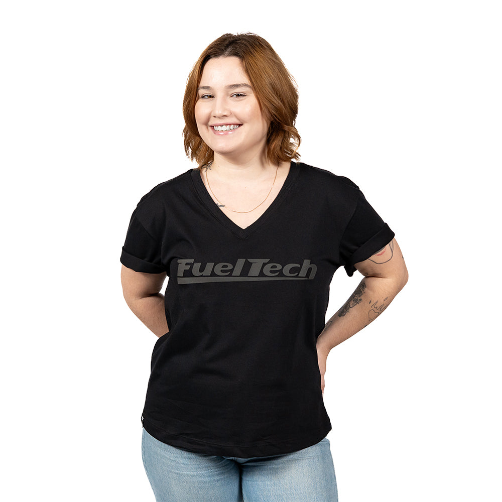 Camiseta Baby Look Preta Carbono