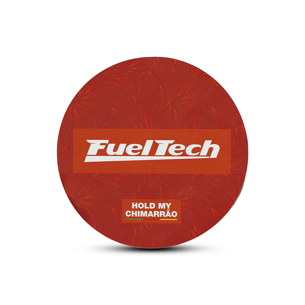 Cevador de Chimarrão FuelTech Redondo 15x15cm - vista frontal com estampa Hold My Chimarrão