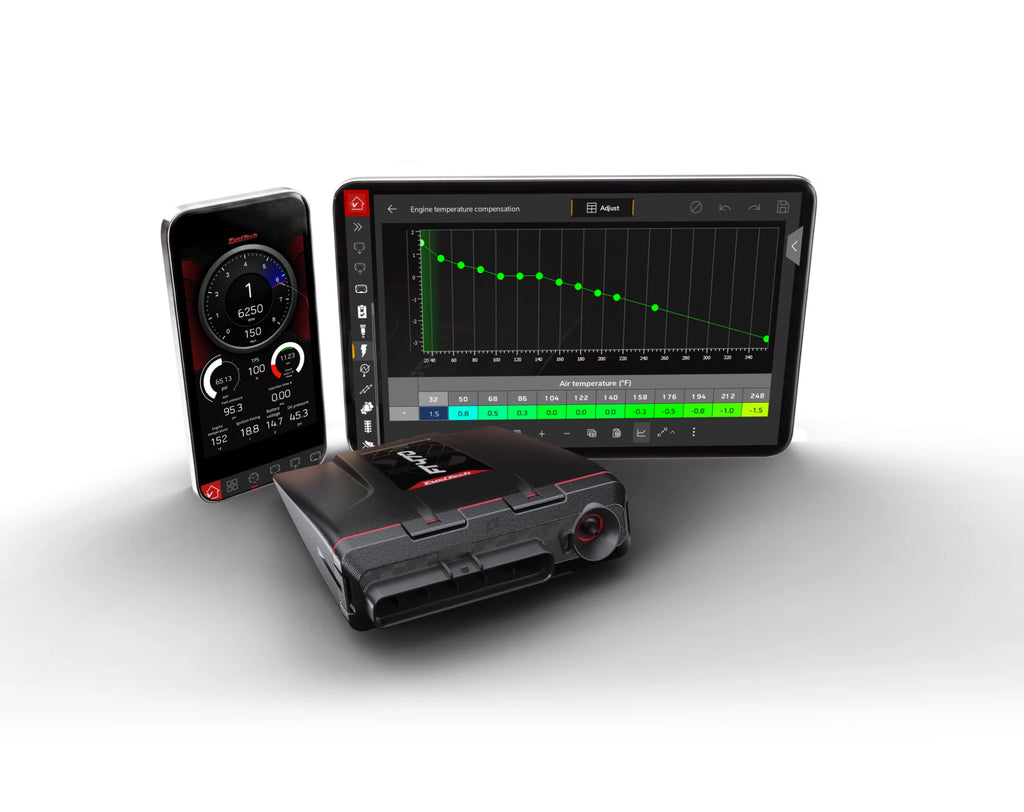 FT470 com o software FuelTech Vision em smartphone e tablet