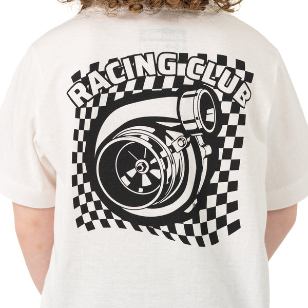 Camiseta Infantil Racing Club FT - costas com estampa turbo